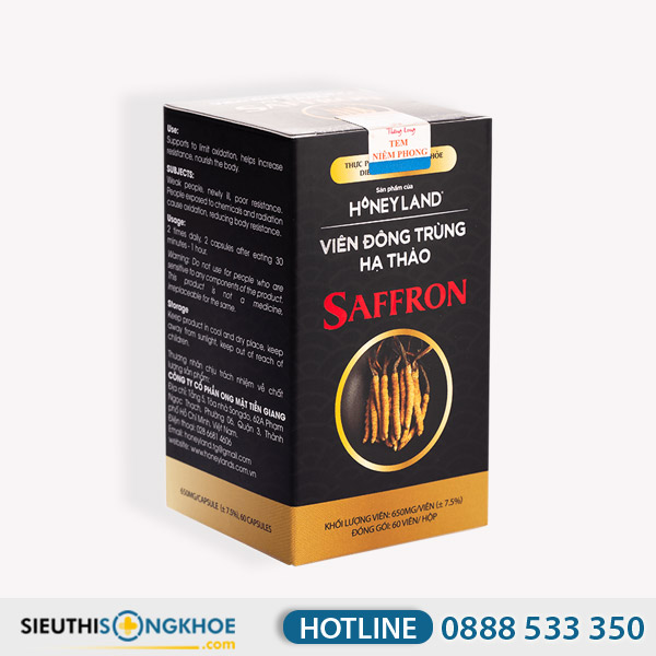 Viên Đông Trùng Hạ Thảo Saffron Honey Land - Sản Phẩm Hỗ Trợ Tăng Cường Sinh Lý Nam Nữ & Duy Trì Thể Trạng Khoẻ Mạnh