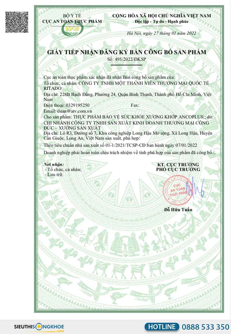 giấy chứng nhận của ancoplus
