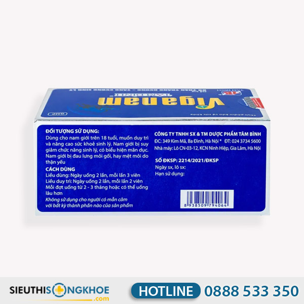 Viganam Tâm Bình - Viên Uống Hỗ Trợ Bổ Thận Tráng Dương Nam Giới