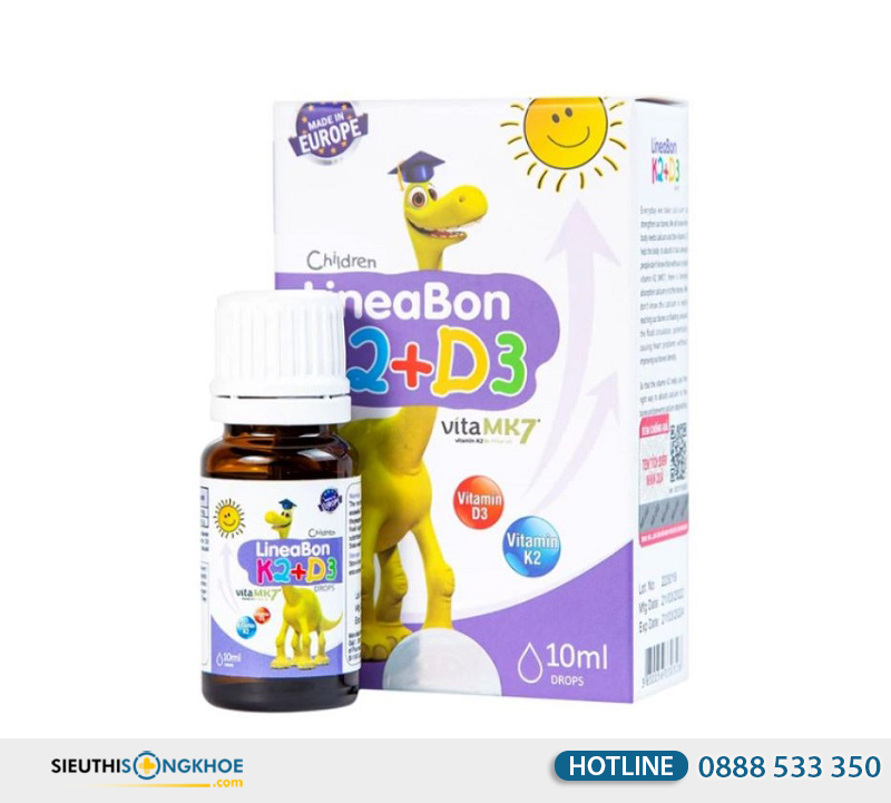Lineabon K2+D3 là sản phẩm hỗ trợ tăng chiều cao và giúp bé ngủ, hết khóc đêm và không mồ hôi trộm