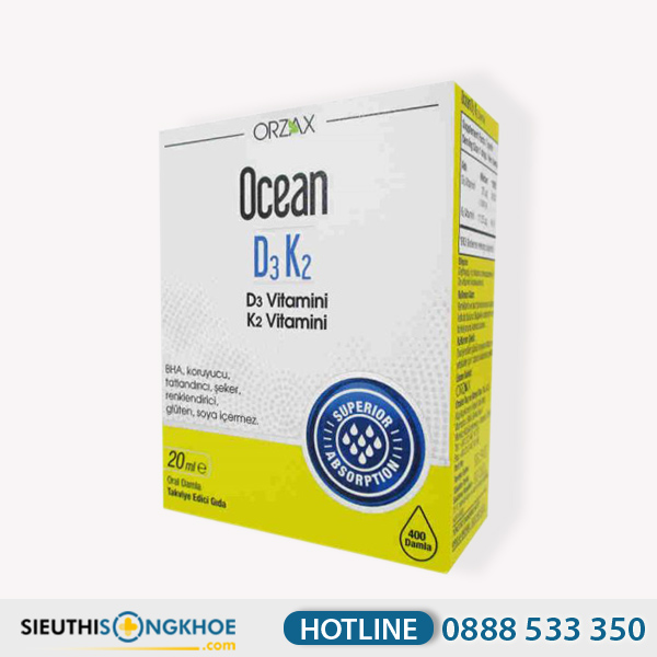 Ocean D3K2 Hỗ Trợ Thúc Đẩy Chiều Cao & Sức Khoẻ Răng Xương Ở Trẻ Em Chai 20ml