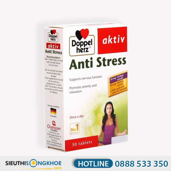Doppelherz Aktiv Anti Stress Hỗ Trợ Bổ Não & Giảm Căng Thẳng Mệt Mỏi Hộp 30 Viên