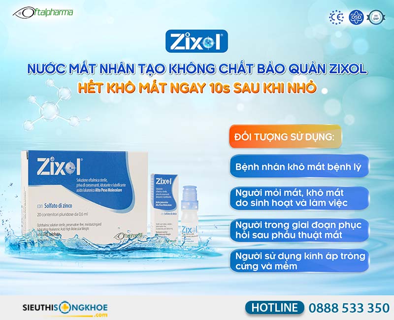 chống khô mắt zixol