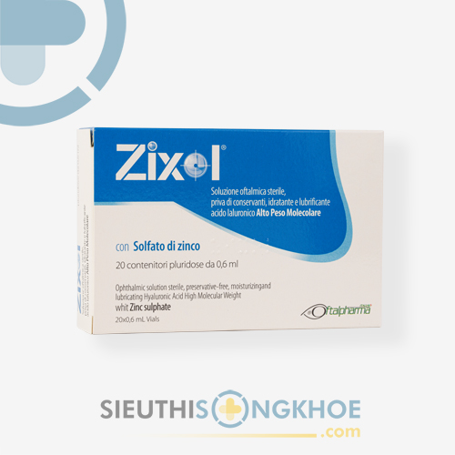 Zixol Hỗ Trợ Giảm Khô & Dị Ứng Mắt Lọ Hộp 20 Tép x 0,6ml