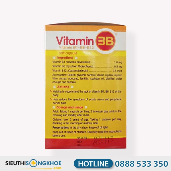 Vitamin 3B Phúc Vinh Hỗ Trợ Bổ Sung Vitamin Nhóm B Hộp 100 Viên