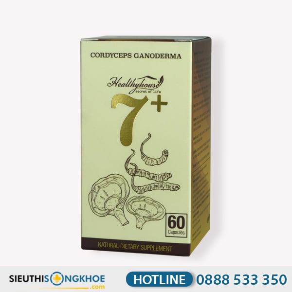 Đông Trùng Linh Chi 7+ Hỗ Trợ Nâng Cao Sức Khỏe & Thể Chất Hộp 60 Viên