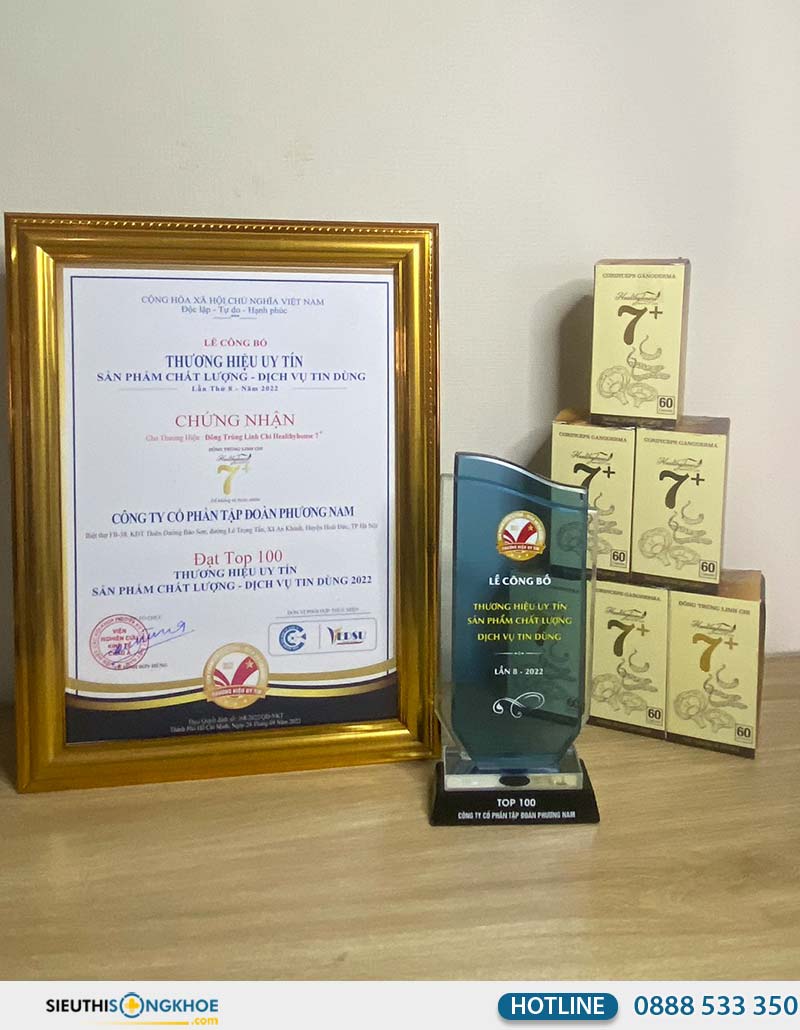 giấy chứng nhận đông trùng linh chi 7+