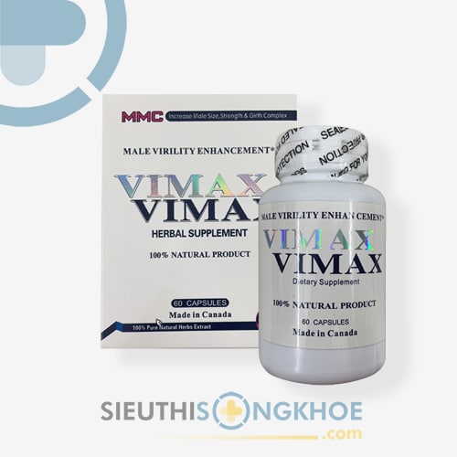 Vimax Hỗ Trợ Tăng Kích Thước Dương Vật & Sinh Lý Nam Hộp 60 Viên