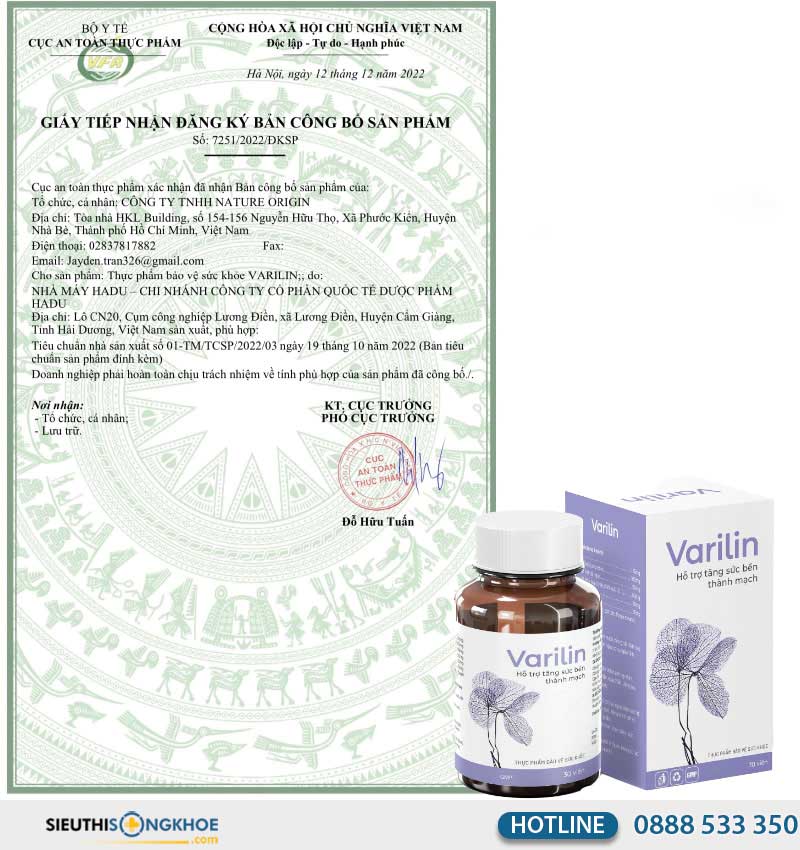 giấy chứng nhận varilin