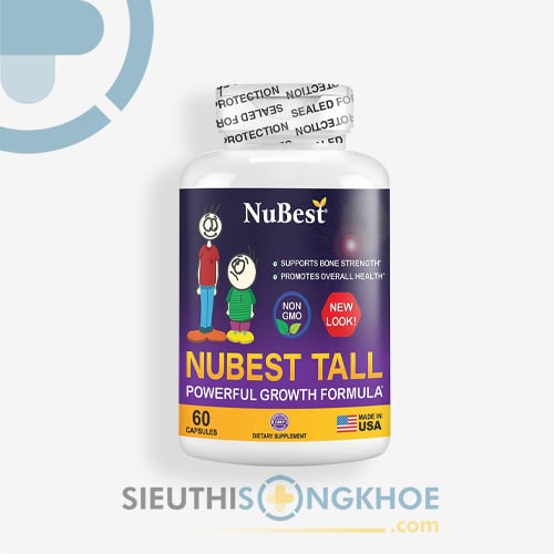Nubest Tall Hỗ Trợ Thúc Đẩy Phát Triển Chiều Cao Trẻ 5-19 Tuổi Hộp 60 Viên