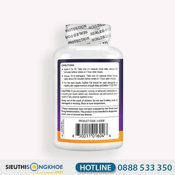 Nubest Tall Hỗ Trợ Thúc Đẩy Phát Triển Chiều Cao Trẻ 5-19 Tuổi Hộp 60 Viên